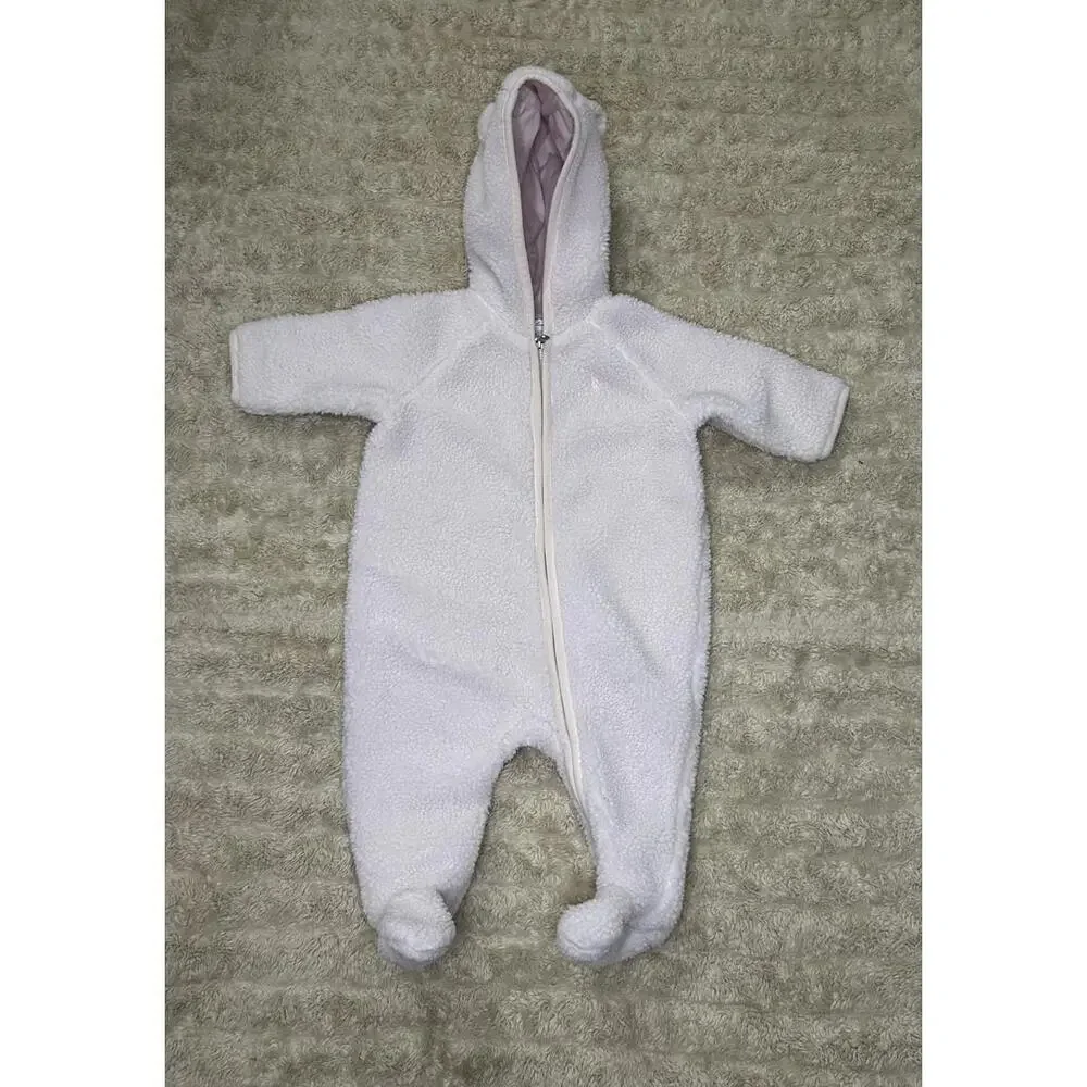 Ralph Lauren pink Bear-Ear hooded Teddy fleece bunting suit/one-piece Size 6M